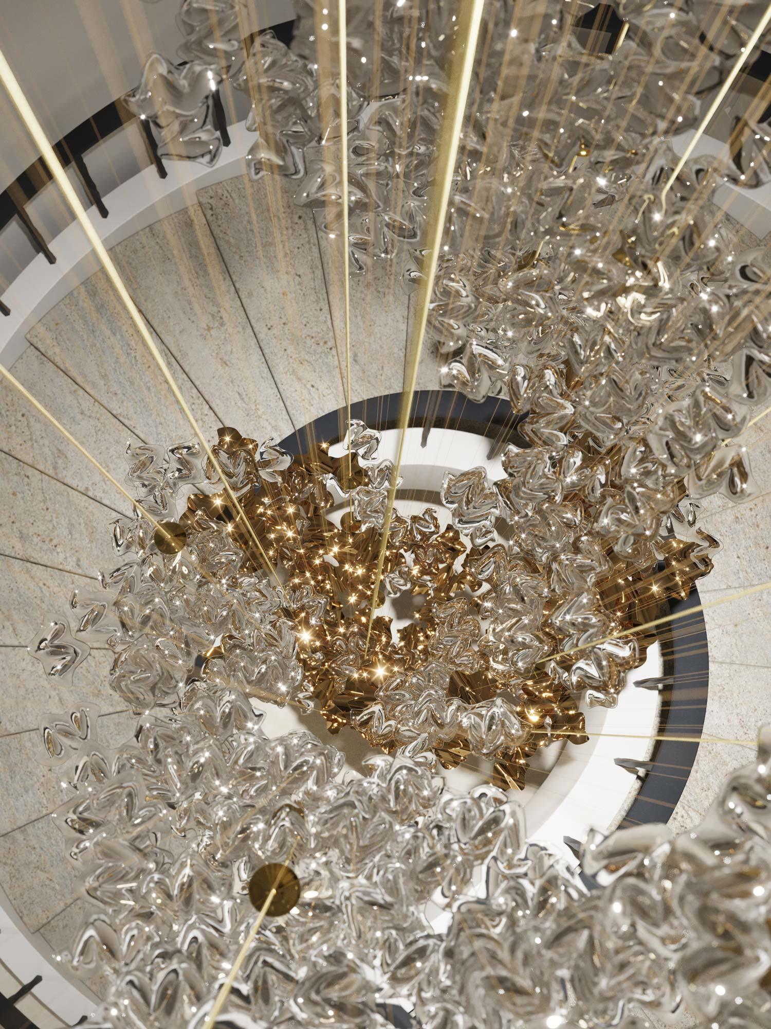Nephele Crystal Leaf Chandelier