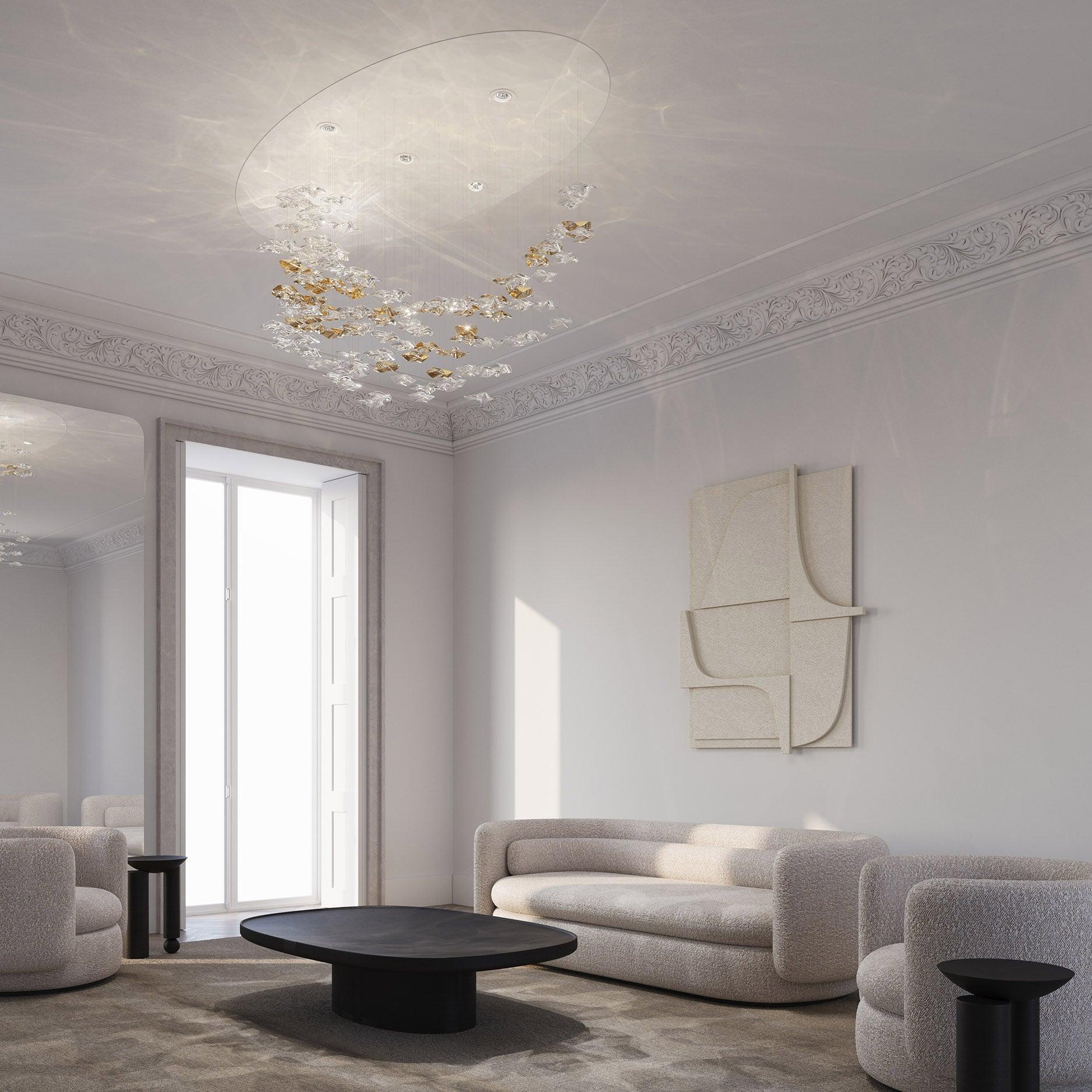Nephele Crystal Leaf Chandelier