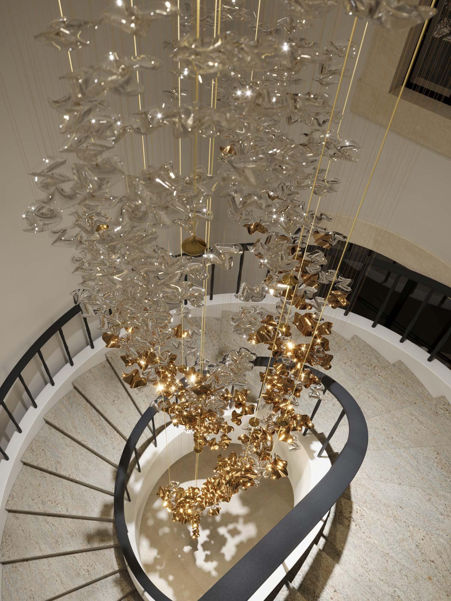 Nephele Crystal Leaf Chandelier