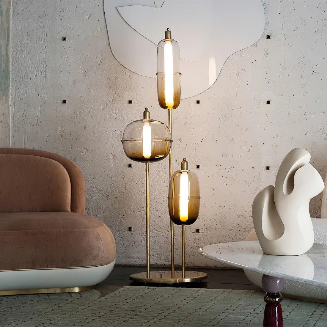 Fraser Modern Glass Floor Lamp - Neutral Decor