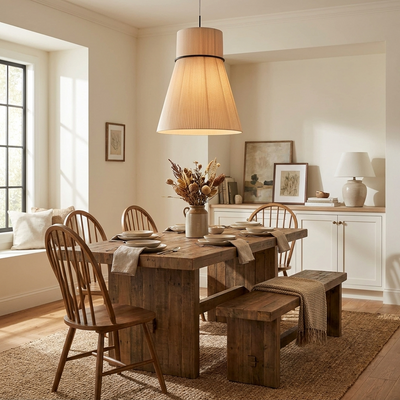 Kestford Pleated Fabric Pendant Lamp