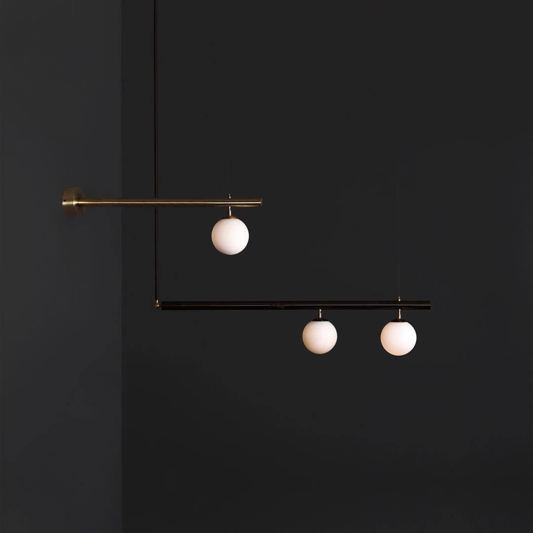 Estix Pendant Lamp Brass Linear Satellite Minimalist