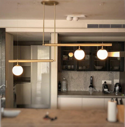 Estix Pendant Lamp Brass Linear Satellite Minimalist