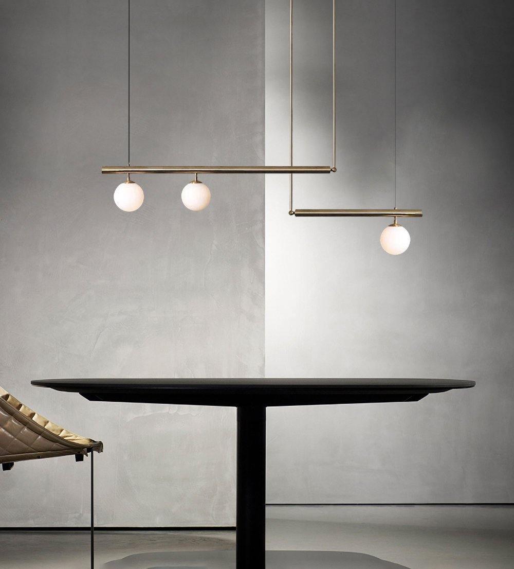 Estix Pendant Lamp Brass Linear Satellite Minimalist
