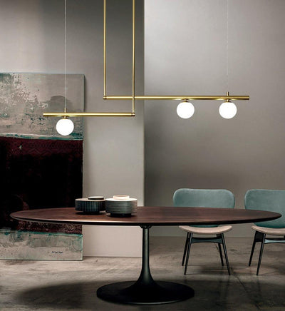 Estix Pendant Lamp Brass Linear Satellite Minimalist