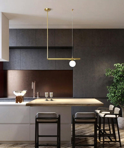 Estix Pendant Lamp Brass Linear Satellite Minimalist