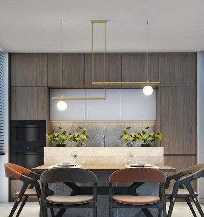Estix Pendant Lamp Brass Linear Satellite Minimalist