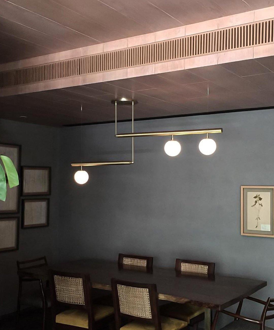 Estix Pendant Lamp Brass Linear Satellite Minimalist