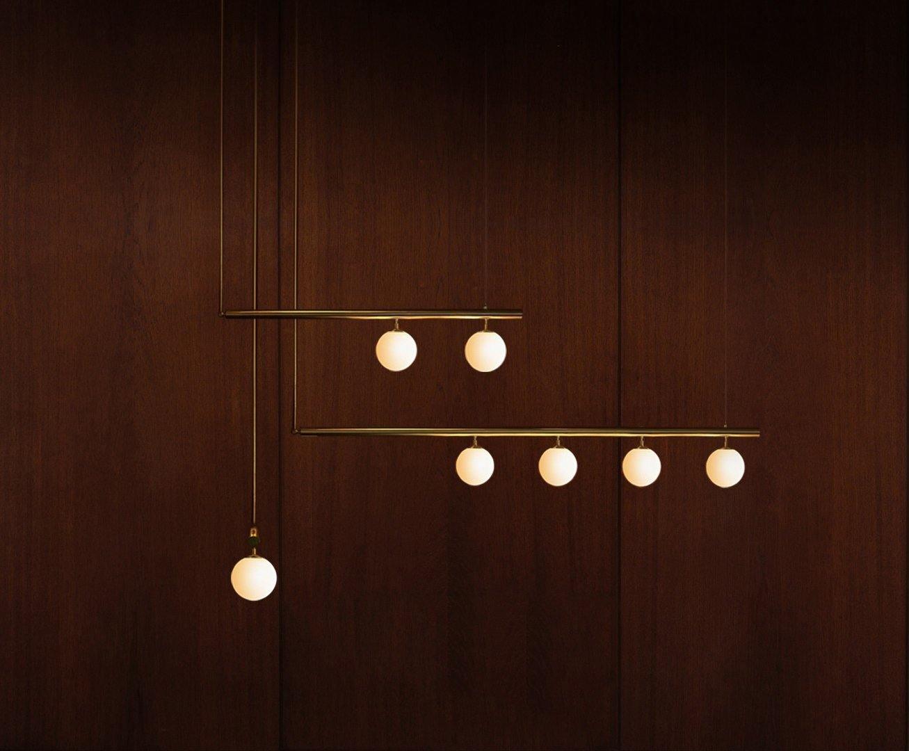 Estix Pendant Lamp Brass Linear Satellite Minimalist