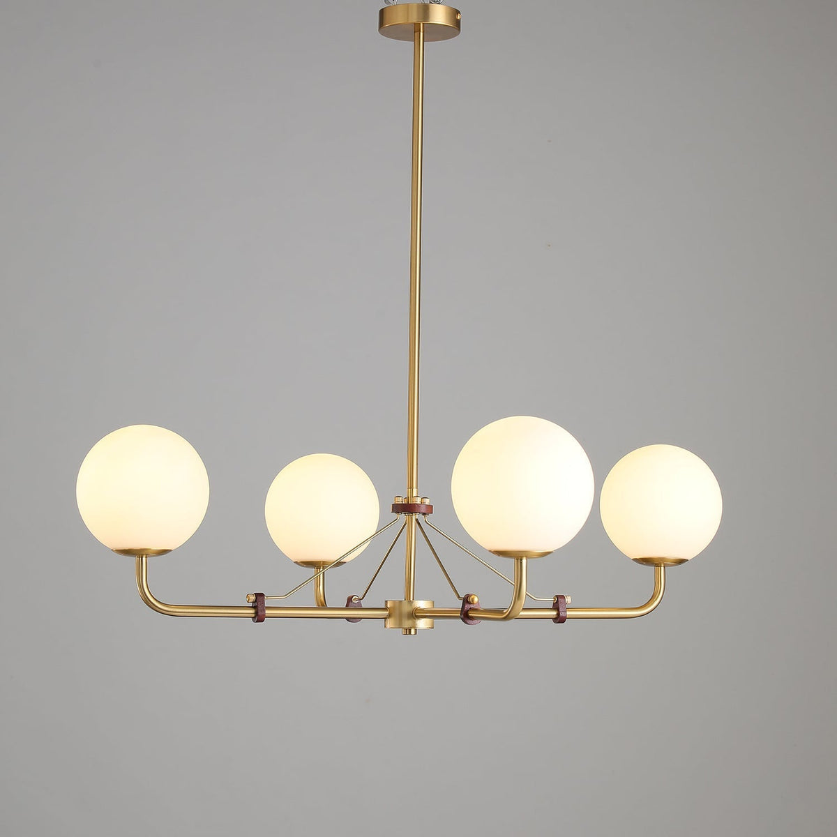 Oriarelle Chandelier Brass Globe Savanna Elegant