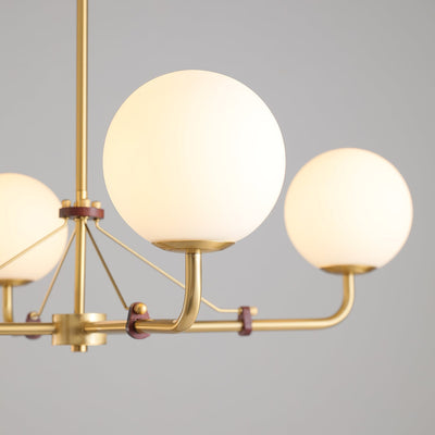 Oriarelle Chandelier Brass Globe Savanna Elegant
