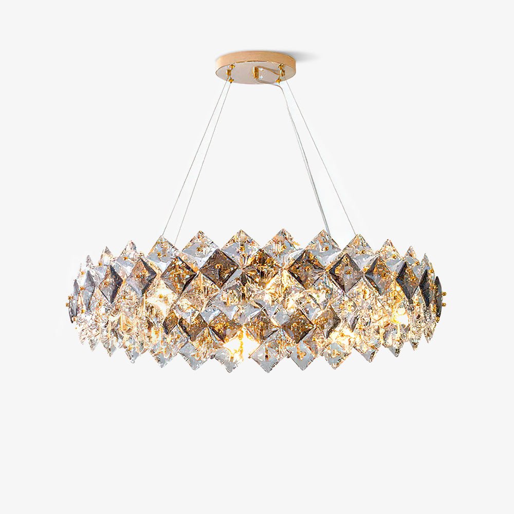Luxenine Chandelier Scale Crystal Round with Gold LED