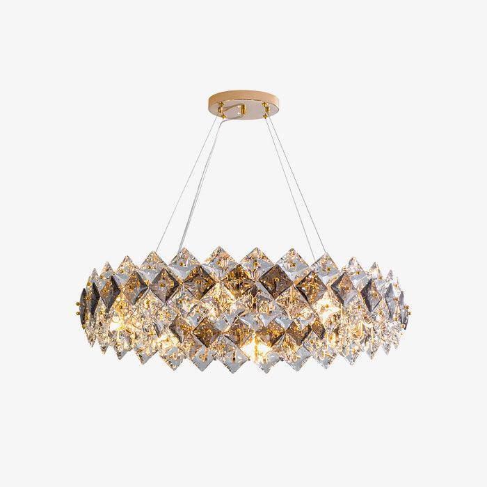 Luxenine Chandelier Scale Crystal Round with Gold LED