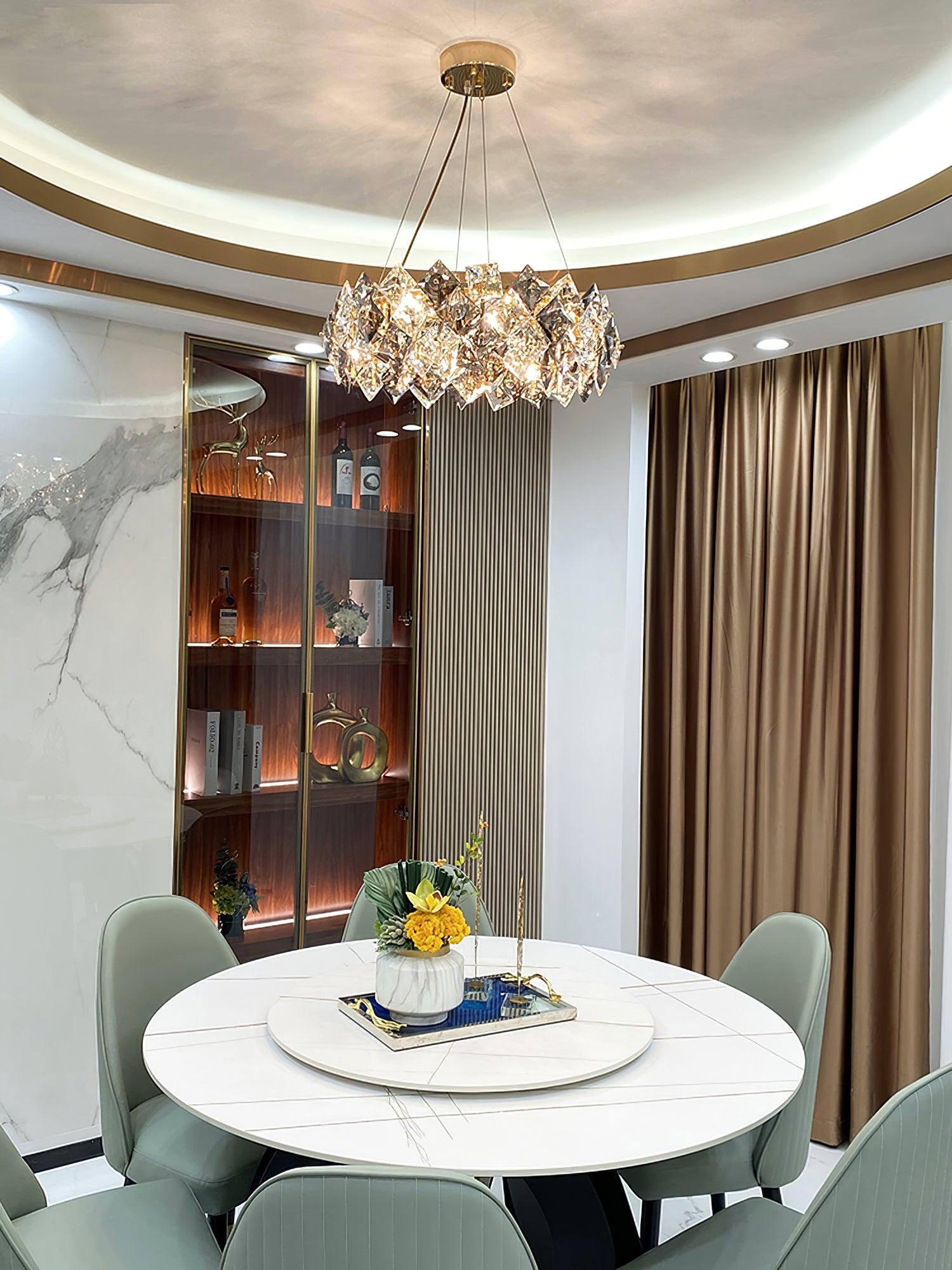 Luxenine Chandelier Scale Crystal Round with Gold LED