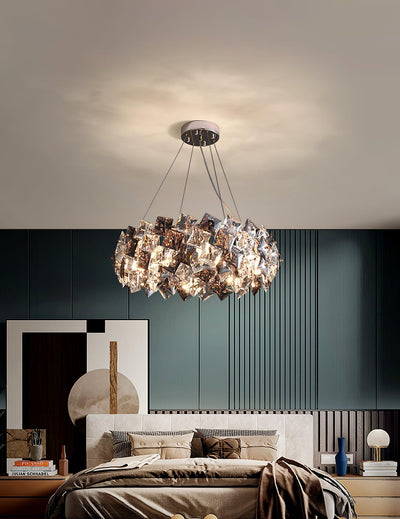 Luxenine Chandelier Scale Crystal Round with Gold LED