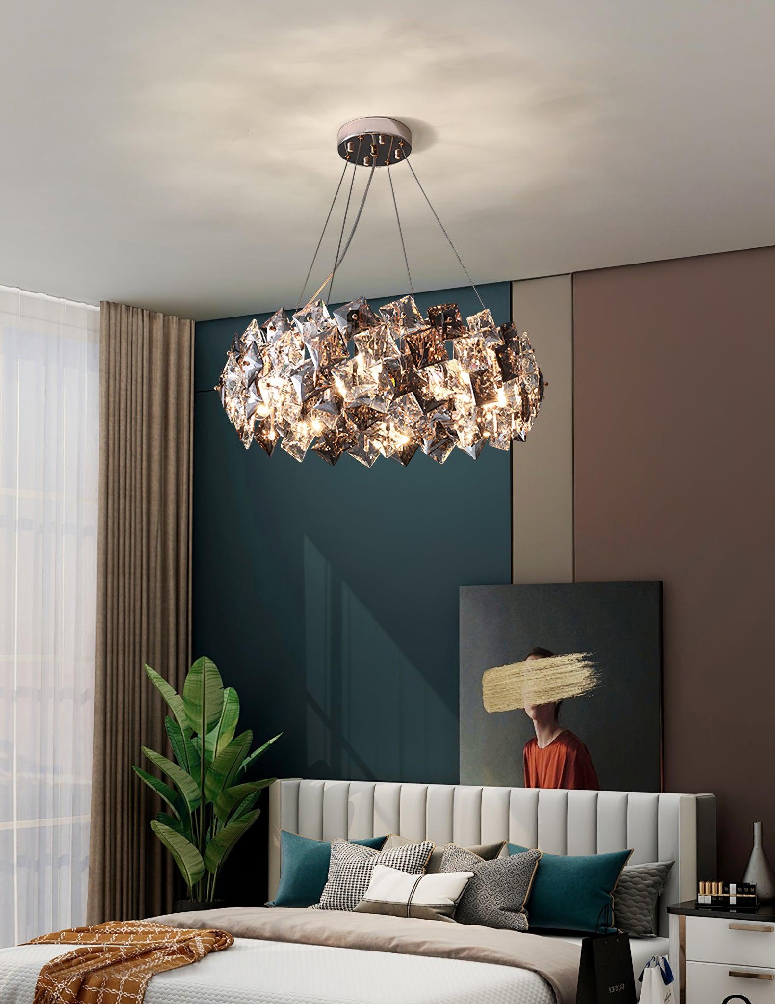 Luxenine Chandelier Scale Crystal Round with Gold LED