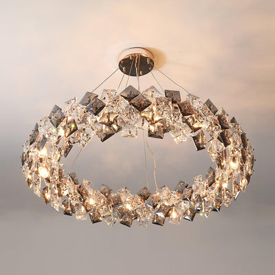 Luxenine Chandelier Scale Crystal Round with Gold LED