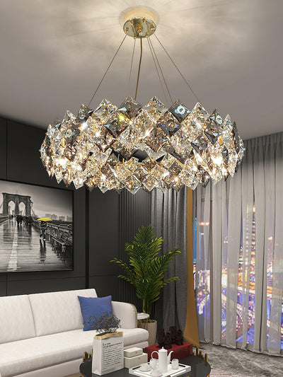 Luxenine Chandelier Scale Crystal Round with Gold LED