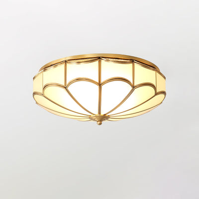 Evmarara Elegance Brass Glass Flush Ceiling Light