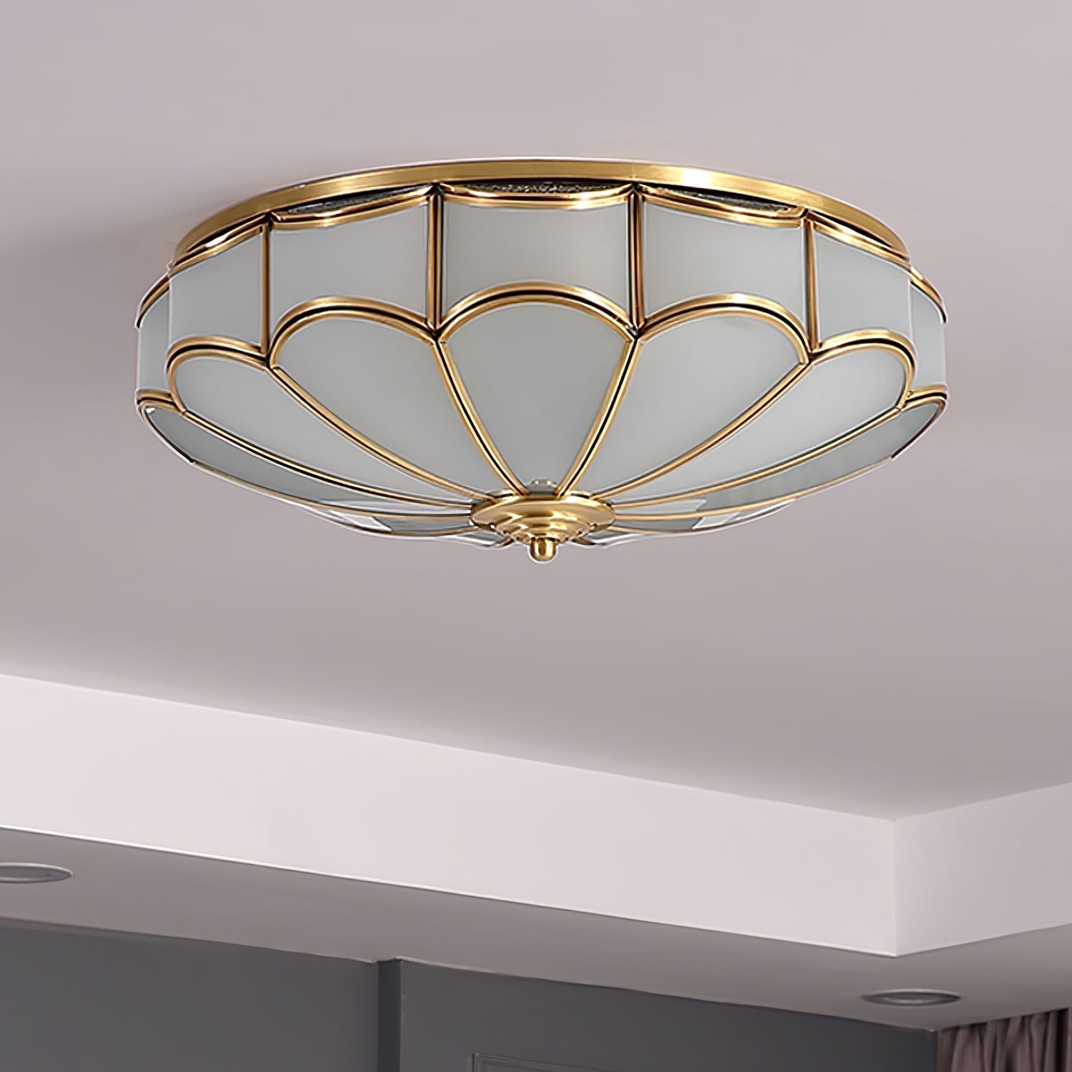 Evmarara Elegance Brass Glass Flush Ceiling Light