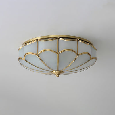 Evmarara Elegance Brass Glass Flush Ceiling Light