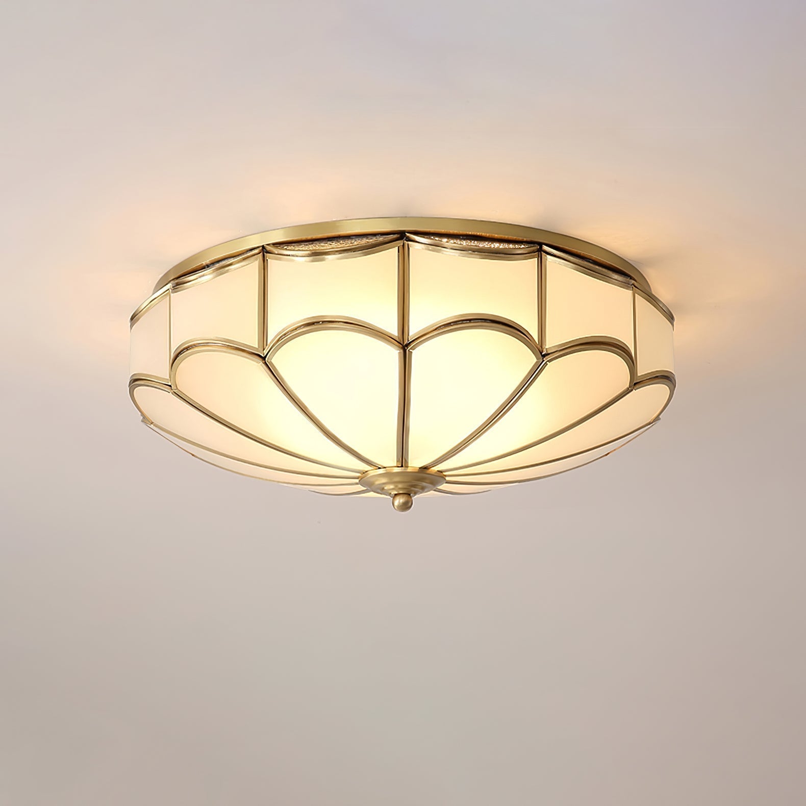Evmarara Elegance Brass Glass Flush Ceiling Light