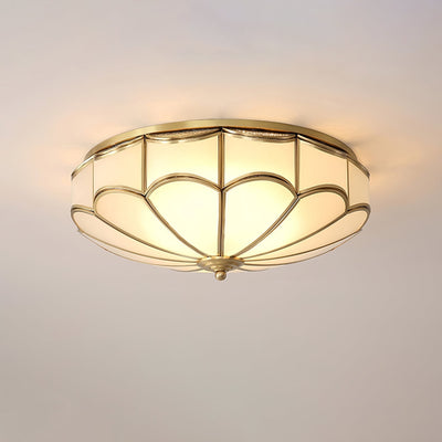 Evmarara Elegance Brass Glass Flush Ceiling Light