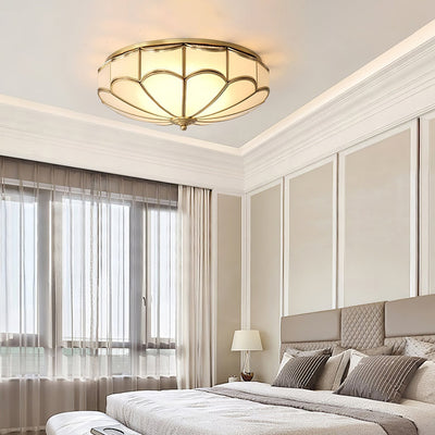 Evmarara Elegance Brass Glass Flush Ceiling Light