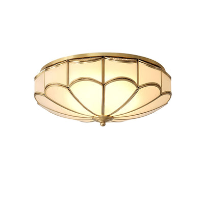 Evmarara Elegance Brass Glass Flush Ceiling Light