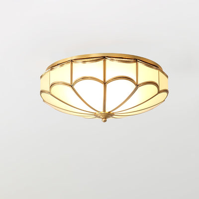 Evmarara Elegance Brass Glass Flush Ceiling Light