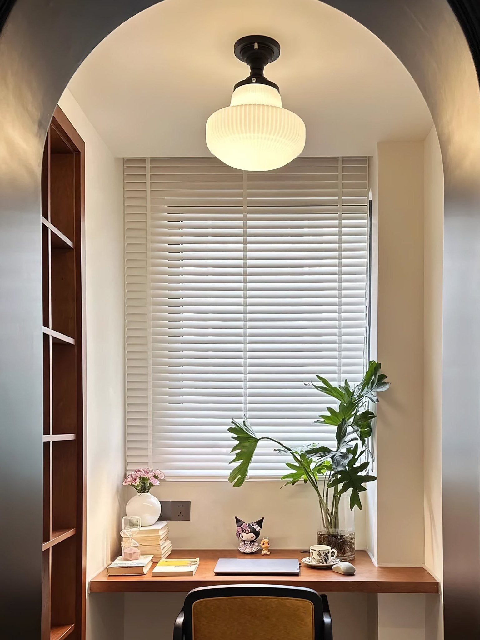 Eireian Schoolhouse Flush Mount Ceiling Lamp with Ribbed Glass
