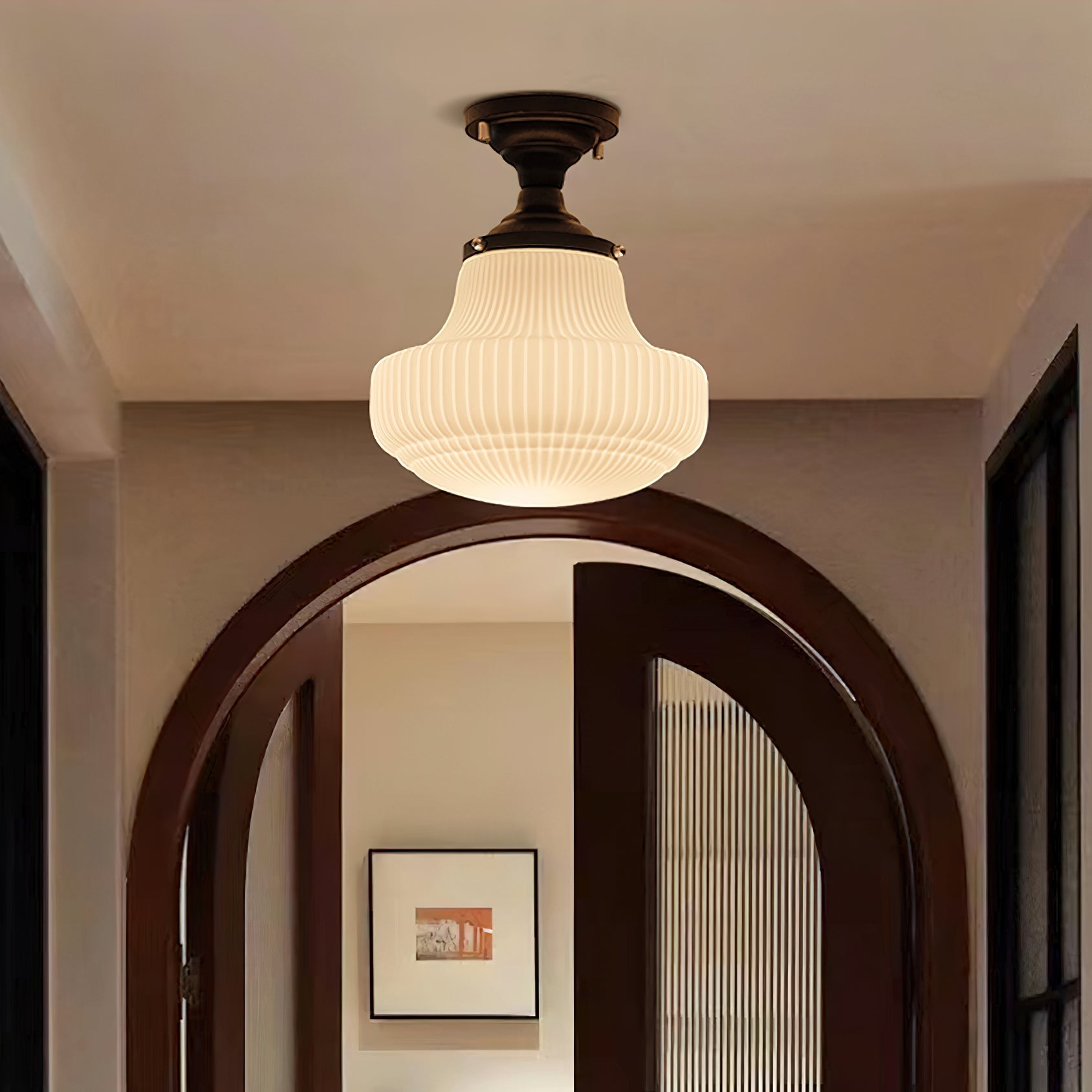Eireian Schoolhouse Flush Mount Ceiling Lamp with Ribbed Glass