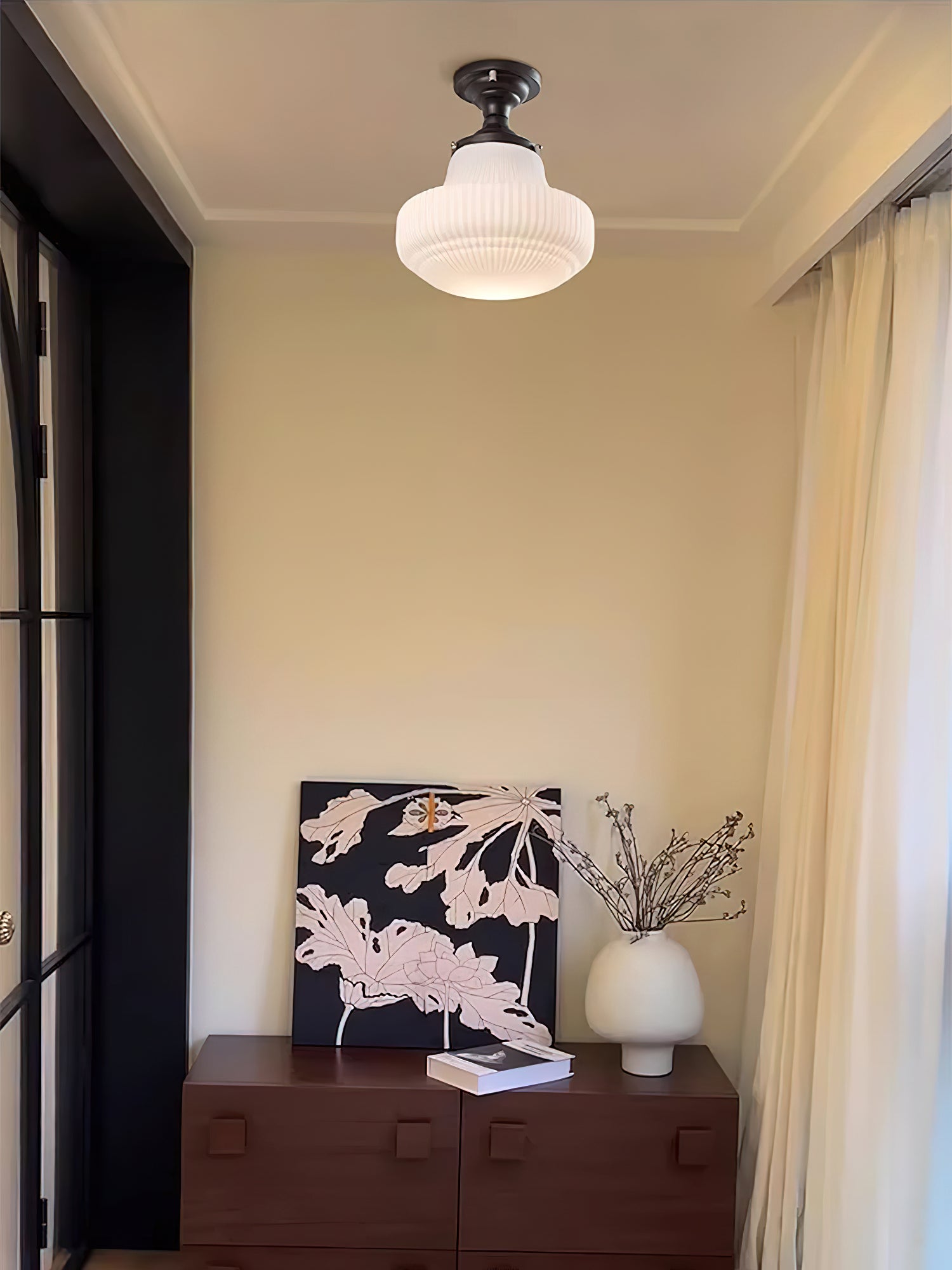 Eireian Schoolhouse Flush Mount Ceiling Lamp with Ribbed Glass