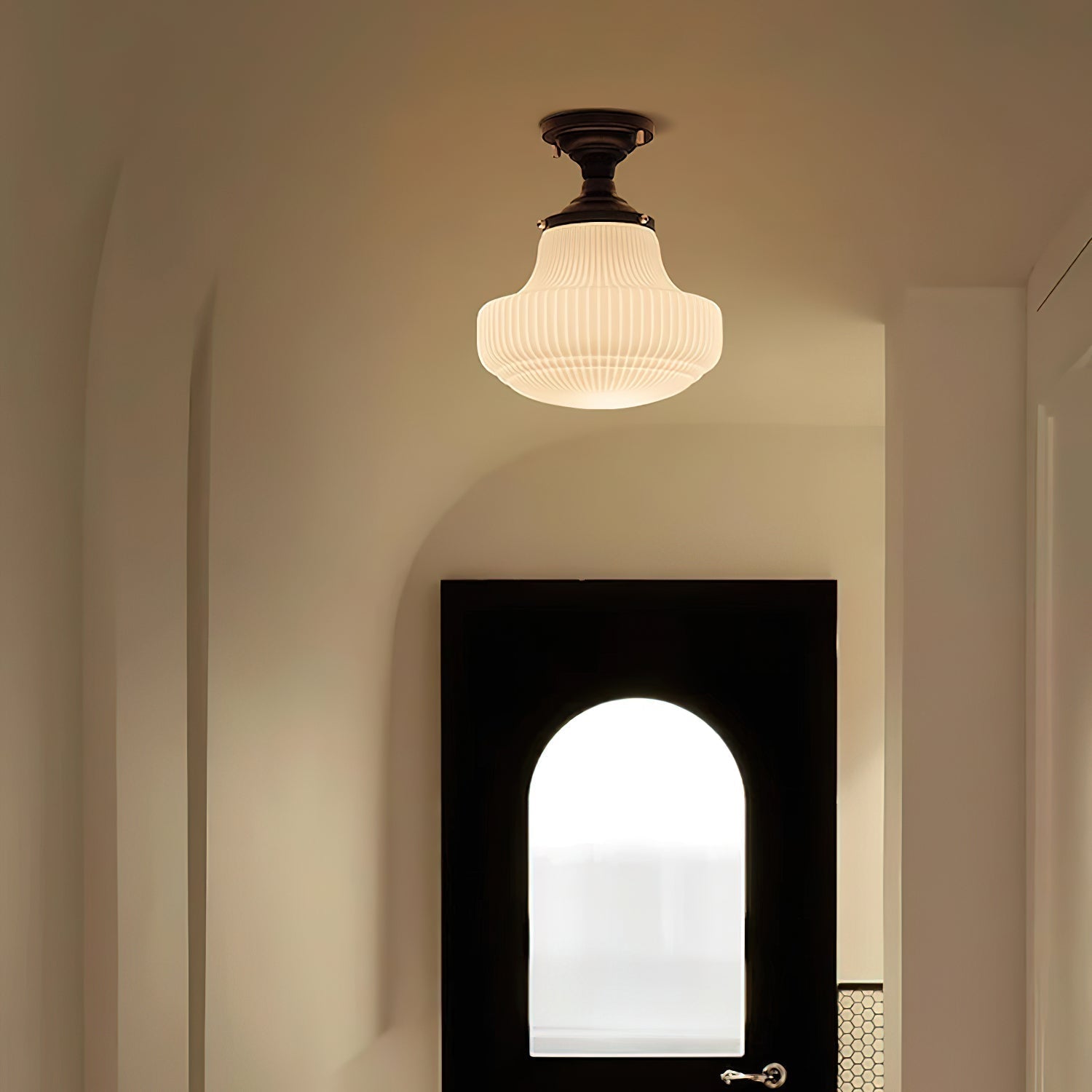 Eireian Schoolhouse Flush Mount Ceiling Lamp with Ribbed Glass