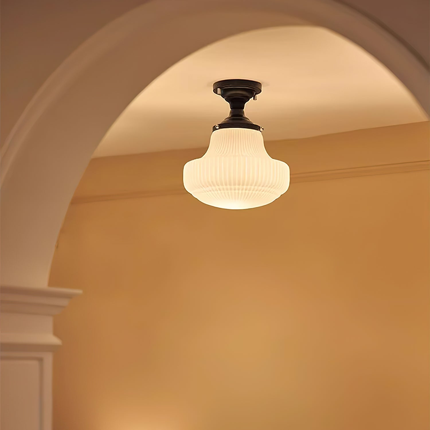 Eireian Schoolhouse Flush Mount Ceiling Lamp with Ribbed Glass