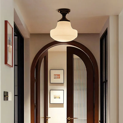 Eireian Schoolhouse Flush Mount Ceiling Lamp with Ribbed Glass