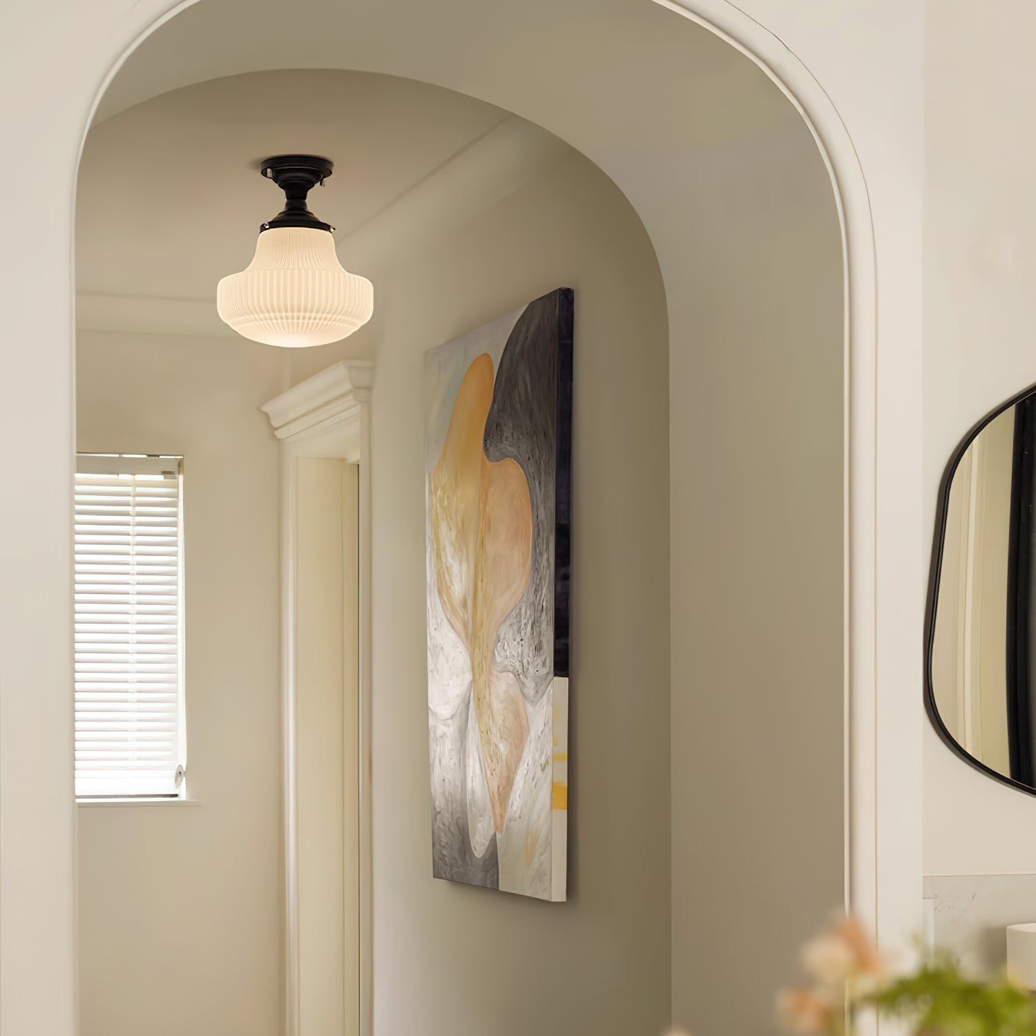 Eireian Schoolhouse Flush Mount Ceiling Lamp with Ribbed Glass
