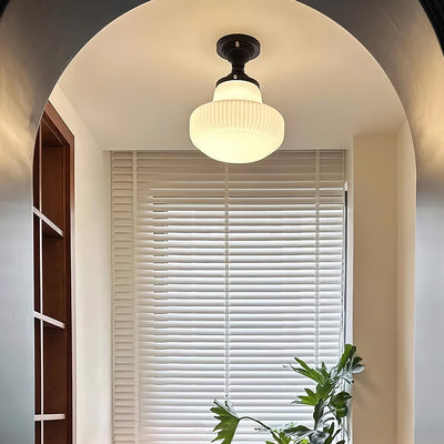 Eireian Schoolhouse Flush Mount Ceiling Lamp with Ribbed Glass