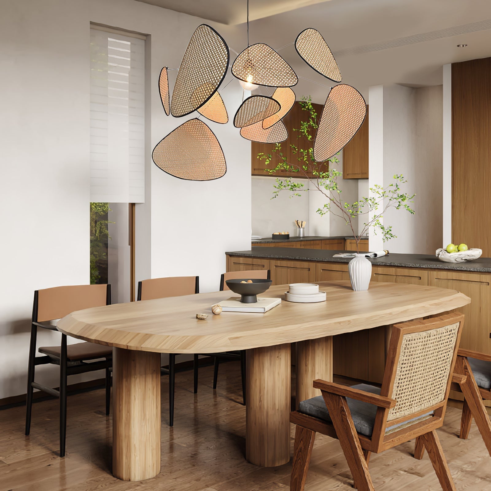 Ariinora Pendant Light Rattan Swag Industrial