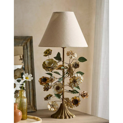 Sculpted Metal Floral Table Lamp