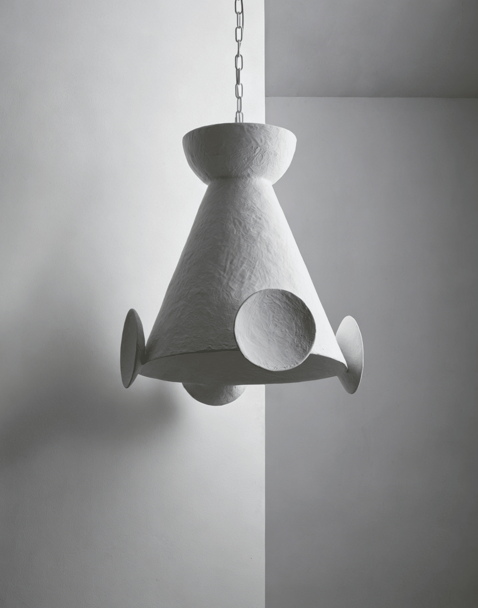 Sculptural Plaster Cone Pendant Lamp