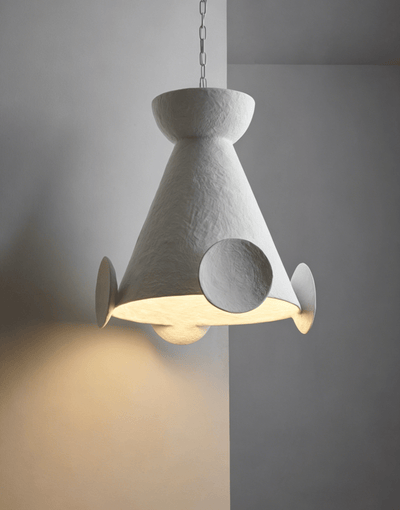 Sculptural Plaster Cone Pendant Lamp