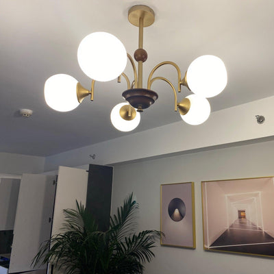 Dune Chandelier Sculptural Glass Ribbed with Iron
