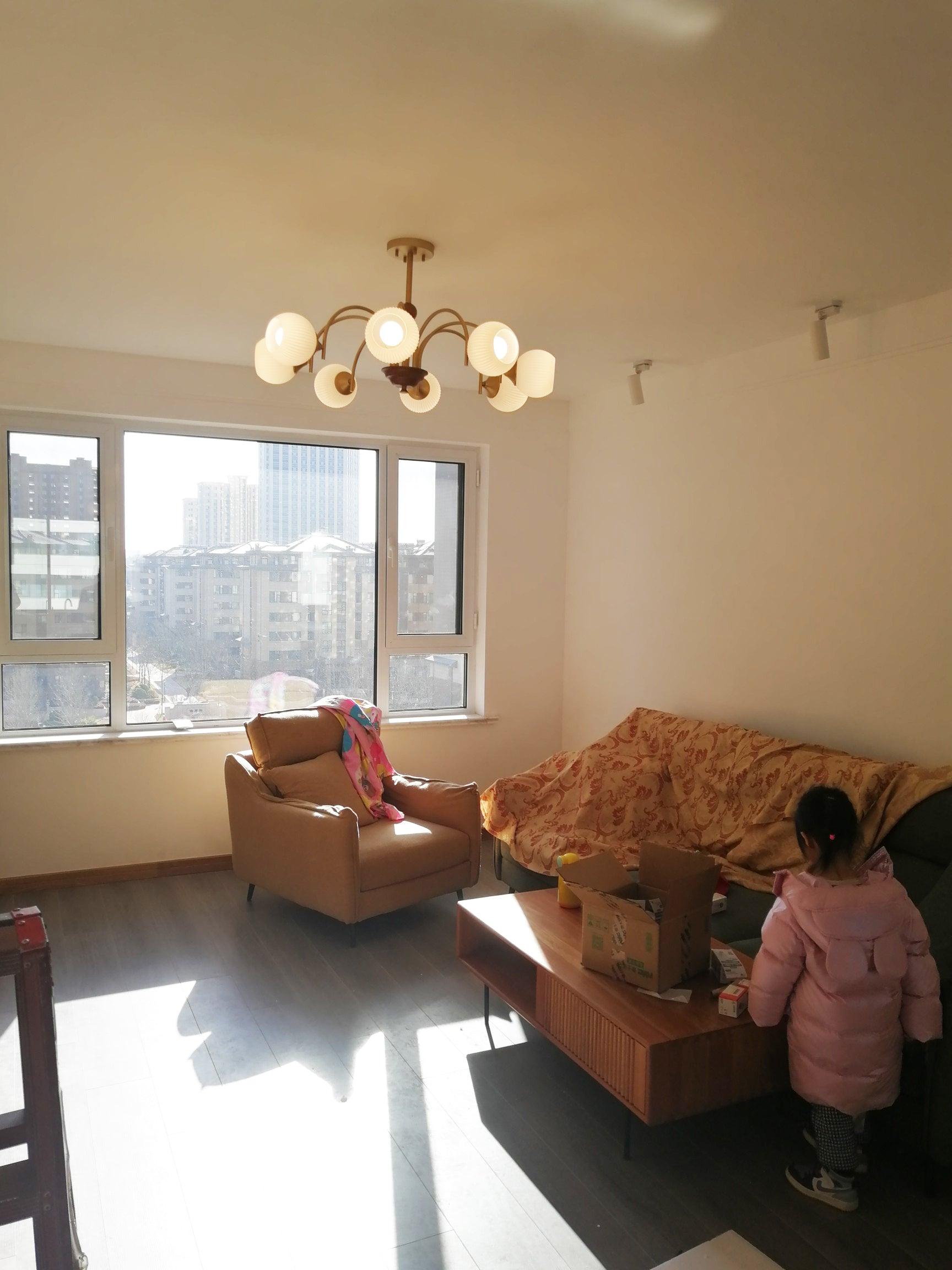 Dune Chandelier Sculptural Glass Ribbed with Iron