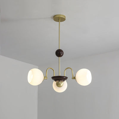 Dune Chandelier Sculptural Glass Ribbed with Iron