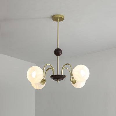 Dune Chandelier Sculptural Glass Ribbed with Iron