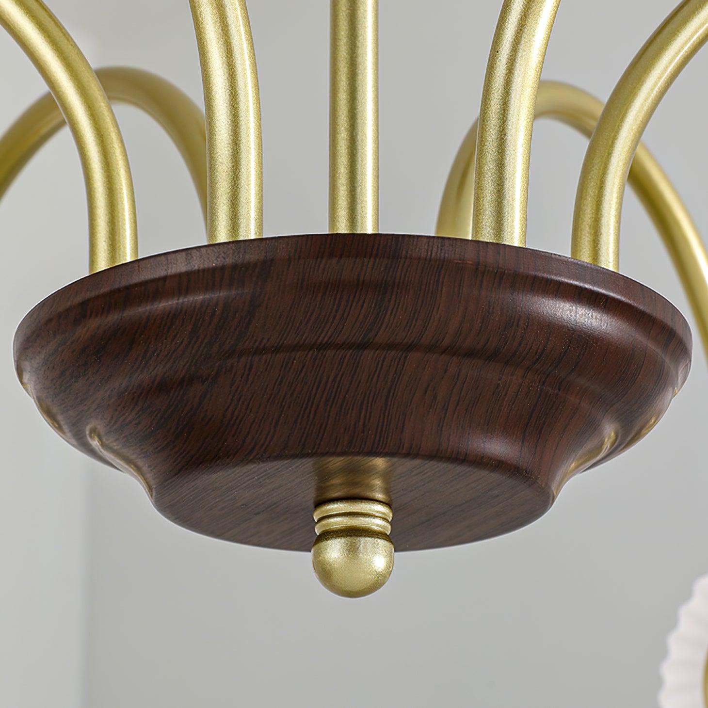 Dune Chandelier Sculptural Glass Ribbed with Iron