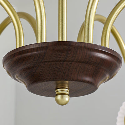 Dune Chandelier Sculptural Glass Ribbed with Iron