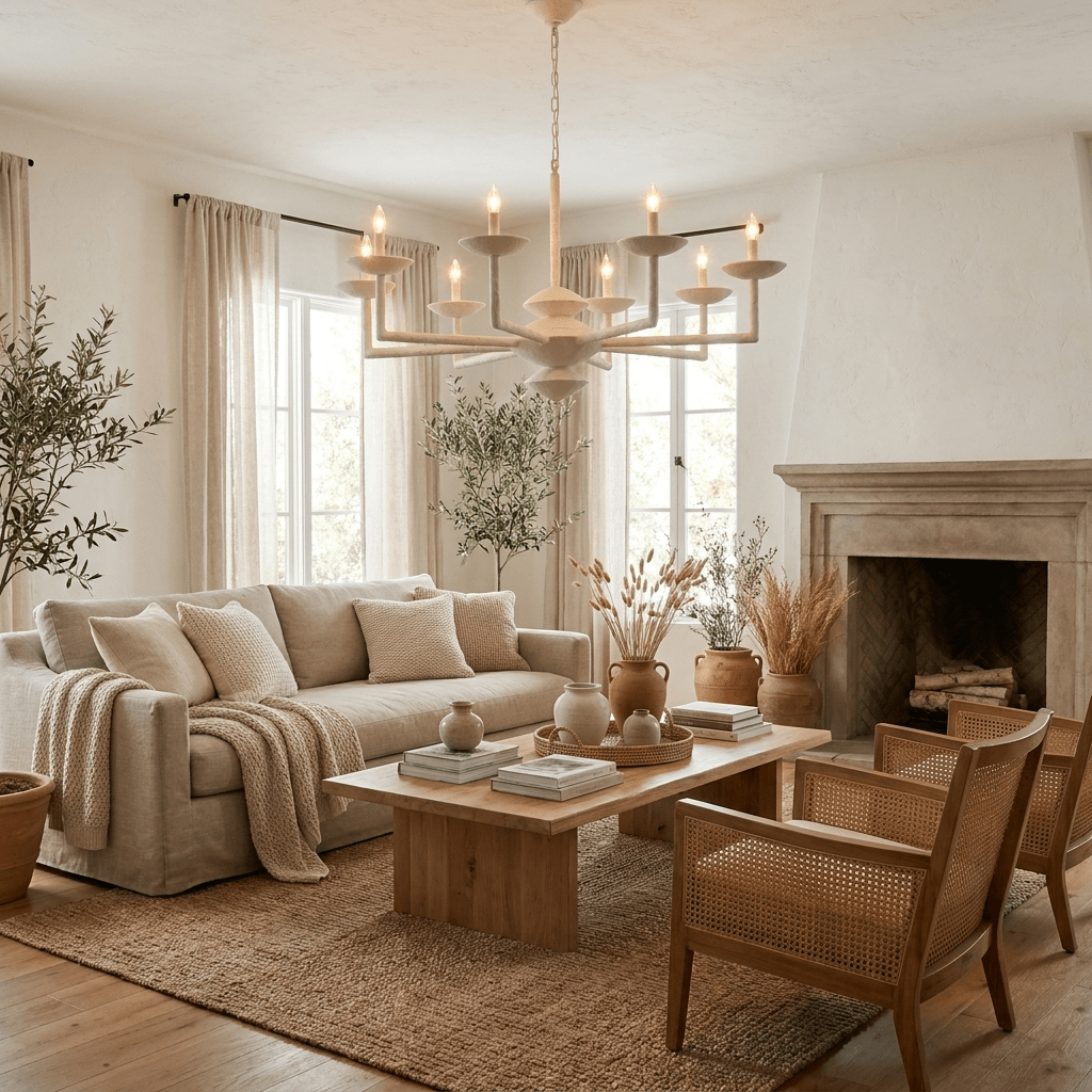 Sculptural Plaster Candelabra Chandelier