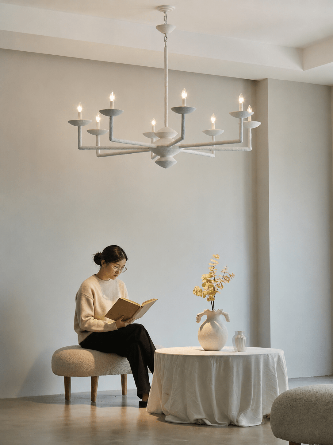 Sculptural Plaster Candelabra Chandelier
